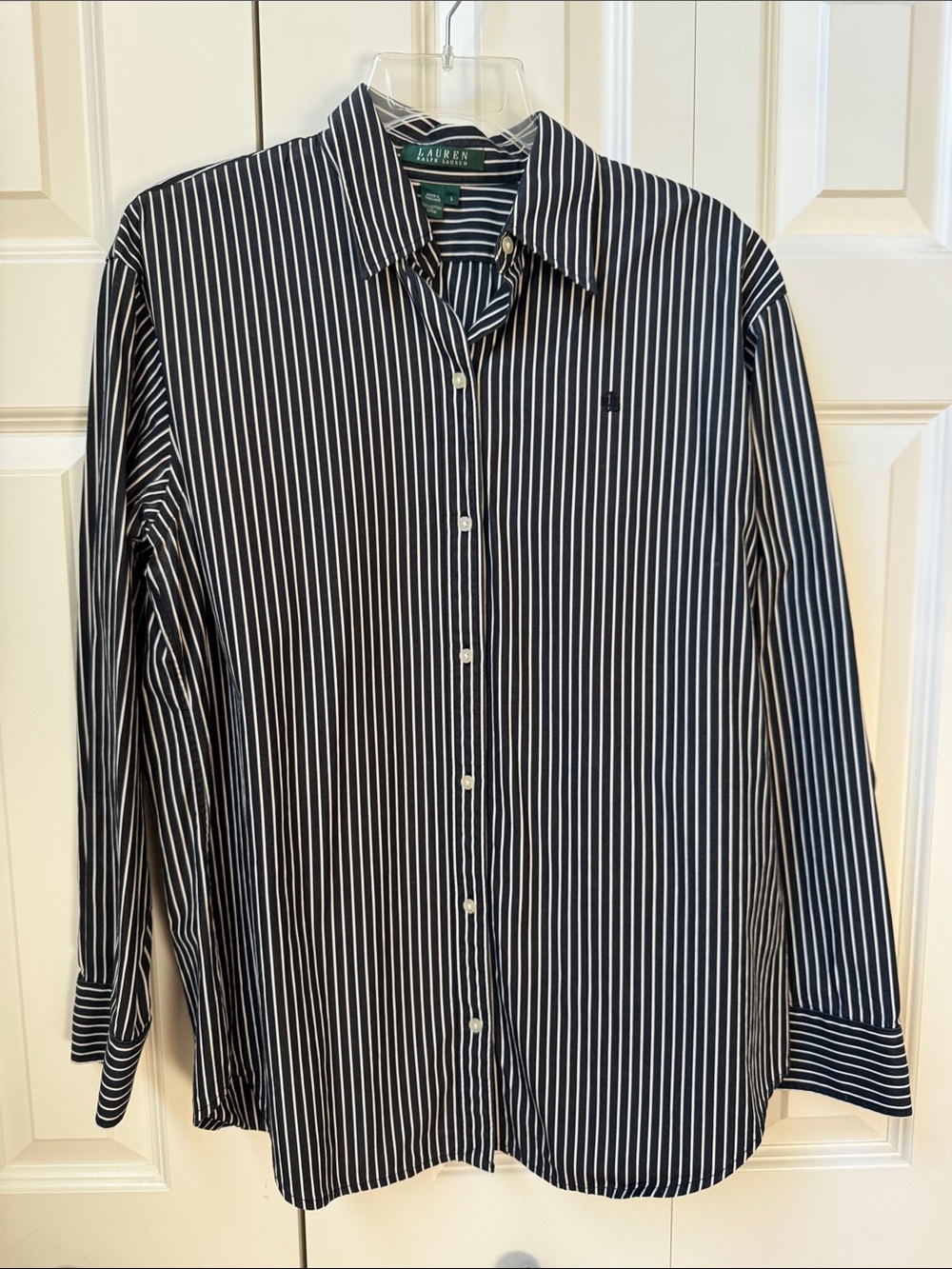 Lauren Ralph Lauren Black and White Striped Button-Down Shirt
